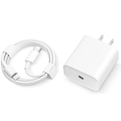 20W USB-C Fast Charging Wall Adapter Plug Charger with Cable Cord for iPhone or iPad (2 Pack)